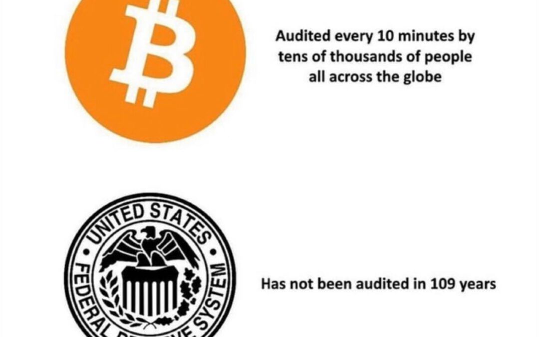 Bitcoin auditado cada 10 minutos vs. falta de auditoría de la reserva federal
