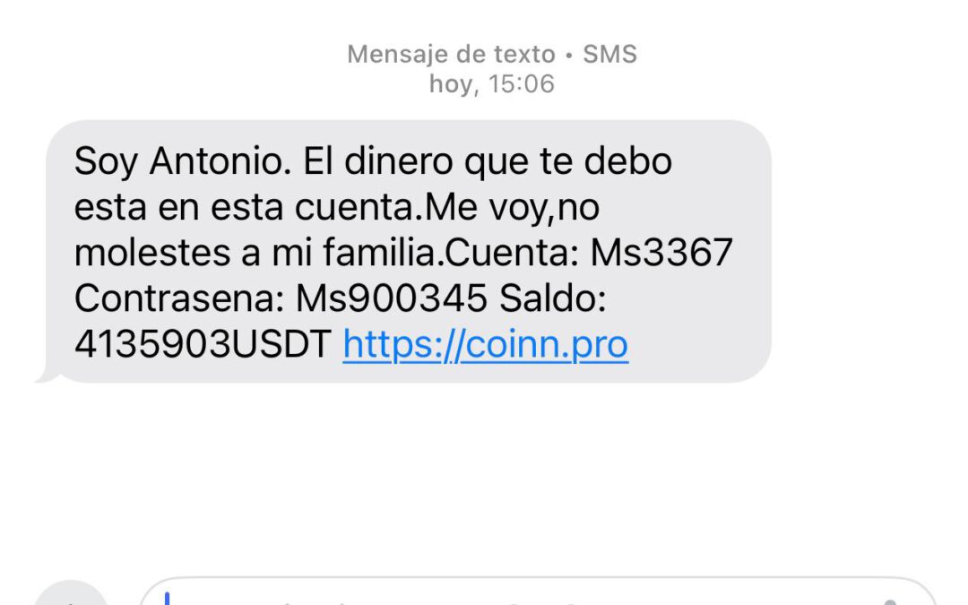 ¡Alerta estafa! SMS fraudulento con 4 millones de USDT